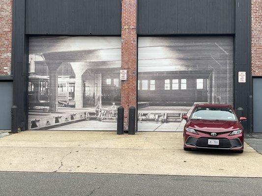 A photo of what it looked like inside the turnaround when it was a trolley barn.