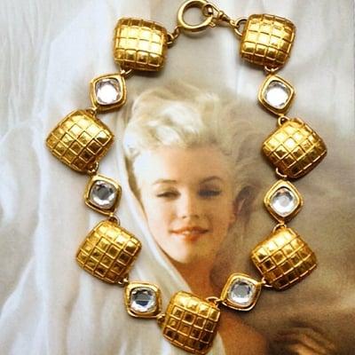 #chanel #quilted #necklace #gold #crystal #houseoffisher #paris #vintagejewelry #catherinedeneuve ##marilynmonroe #love