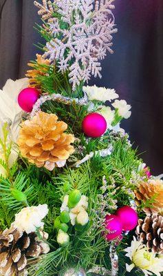 Christmas tree flower arrangement