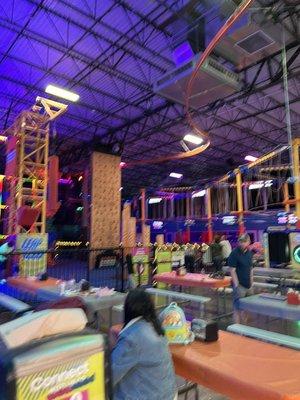 Rock climbing and zip line | Near the concession stand