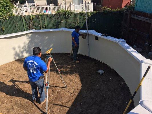 Leveling a 30 year old pool that Express Pool Service is going to bring back to life!