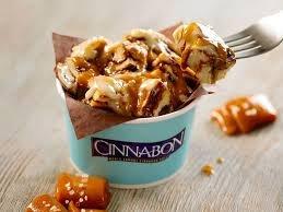 A perfect travel Snack! A Center of roll Cinnabon. Add a F'real Cupcake Milkshake. YUM!