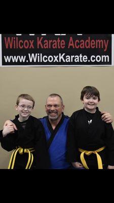 Kyoshi and a couple of mighty yellow belt Warriors!