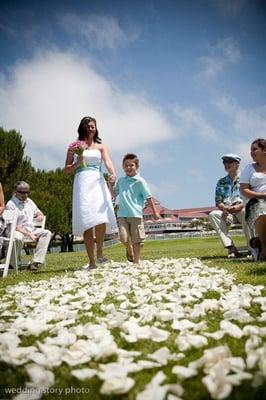 Kristine's son walked her down the aisle for her vow renewal!