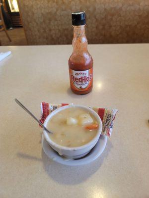 Potato cheese soup. Excellent for a cold day