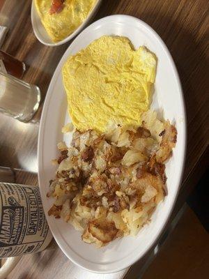 Eggs potatoes and toast