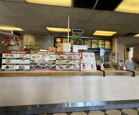 Front counter and menu