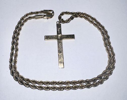 Gold cross necklace found & returned at Del Mar beach