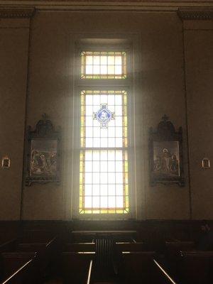 A photo of one of the stained glass windows