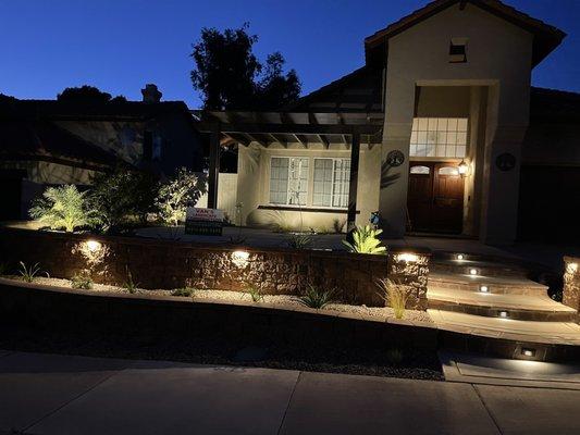 Nicely lit front yard