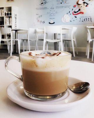 Salted Caramel Latte in an awesome glass cup!