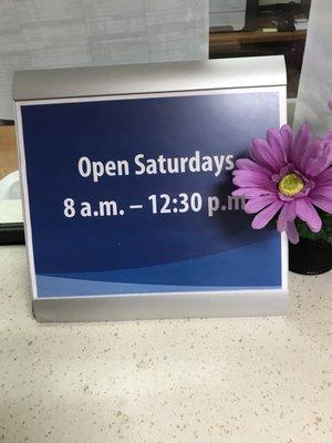 They are open 7am-7pm Monday-Friday and now open Saturday, too!