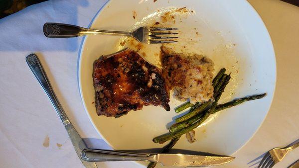 What's left of my friends barbecued pork chop