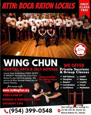 Zen Wing Chun Boca Raton Martial Arts self defense near me.