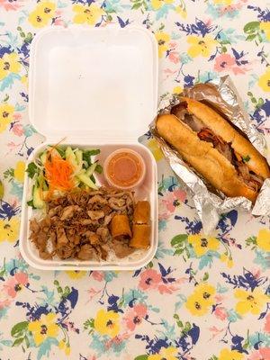 Vermicelli bowl and banh mi