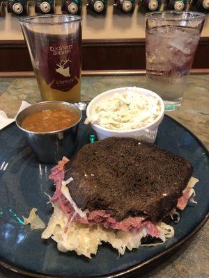 Rueben, slaw amd Smokey baked beans