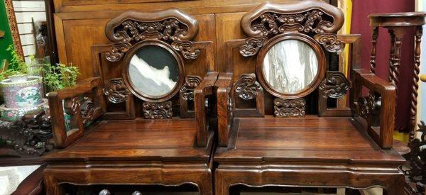 Vintage Rosewood & marble back General's Chairs