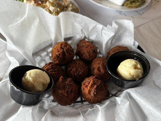 Double hush puppies with honey butter