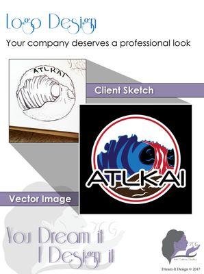 This is the process of vectorizing a logo.  We took a sketch of a concept and designed a vector logo in Illustrator.  This is how it's done!