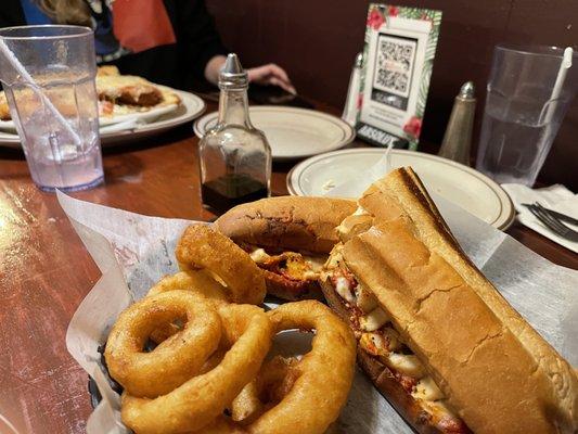 Chicken Parm Sub w/ Onion Rings