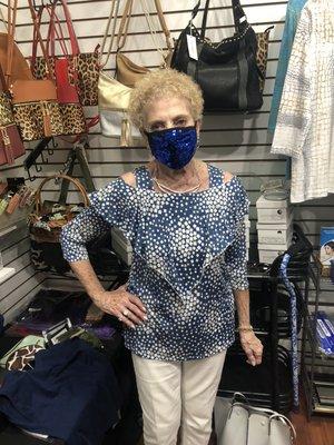 Match up mask, tunic and purse for a fashionable and safe ensemble!