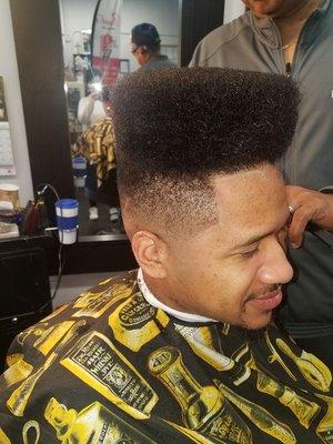 High top fade.