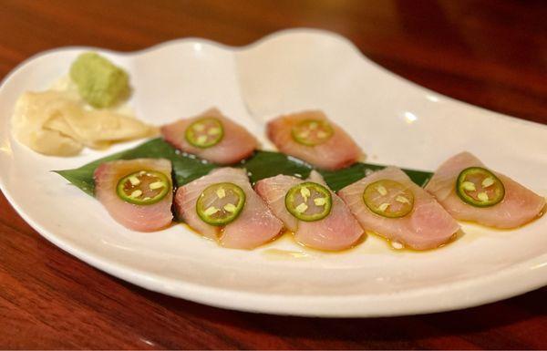 Yellowtail Jalapeño's Sashimi Appetizer.