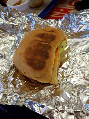 Beef patty with coco bread