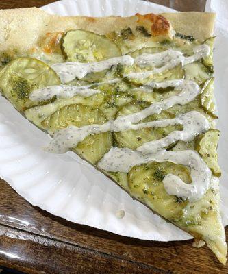 Pickle pesto pizza