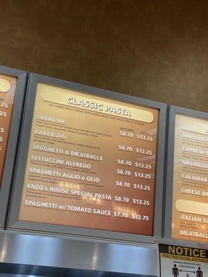 Pasta menu board