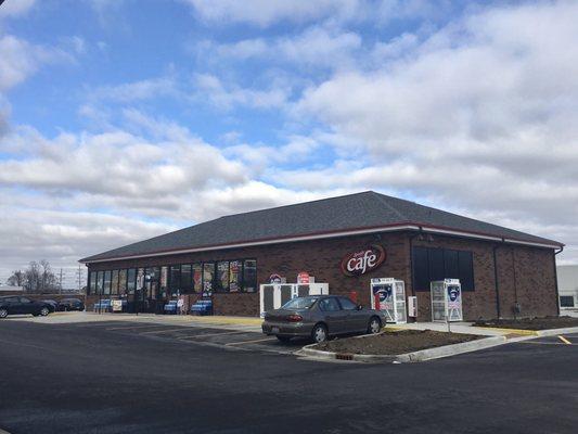 View facing northeast from pumps of the store