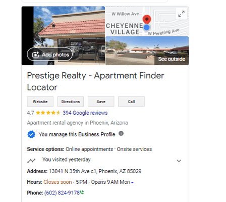 394 Google Reviews.  4.7 star rating!!!