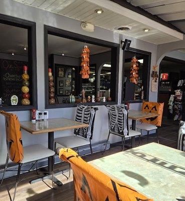 Halloween decorated dining area.