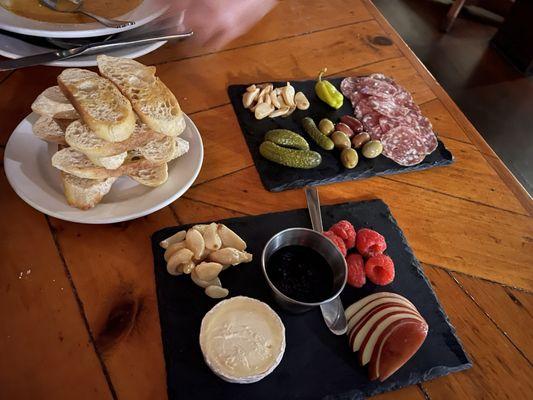 Charcuterie cheese and salami platters