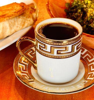 Turkish Coffee is amazing, as is the chicken shawarma and tabouleh.