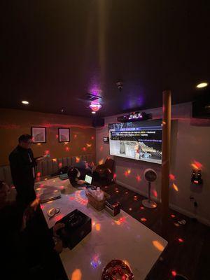 Inside one of the karaoke rooms