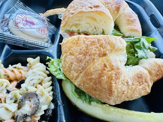 Classic Carol Chicken Salad, on a croissant w/ Pasta Salad