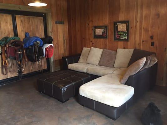 The tack room, where the groom's party can get ready for the wedding.