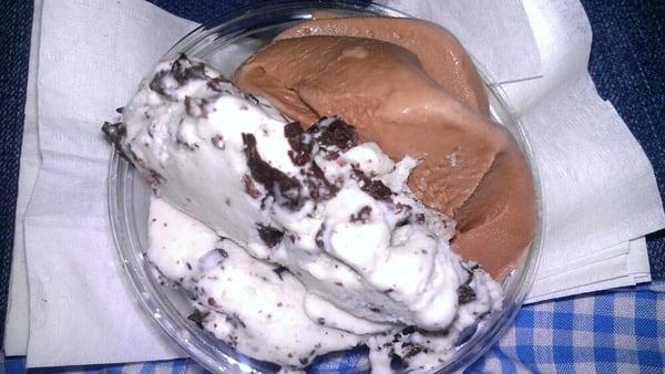 Chocolate chip and chocolate hazelnut gelato.