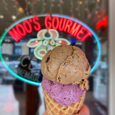 2 Scoop Waffle Cone (Buzz Bomb, Wild Huckleberry)