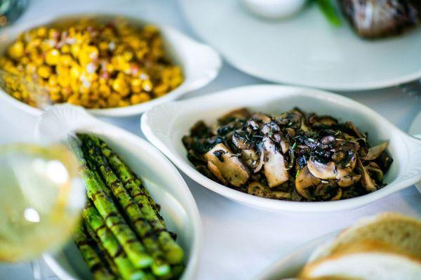 Grilled Asparagus & Sautéed Mushrooms