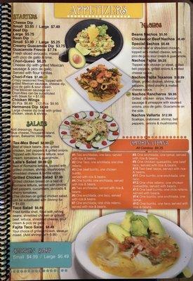 Appetizer menu