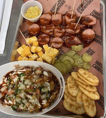 Sausage Platter and Twisted Frito Pie