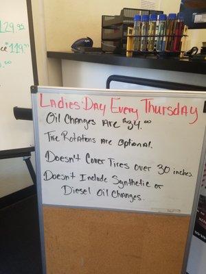 ladies day is Thursday!