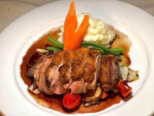 Duck Breast with Braised Napa Cabbage and Mandarin Sauce