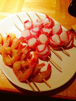 Scallops and shrimp before we grilled!