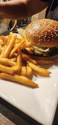 Burger and fries