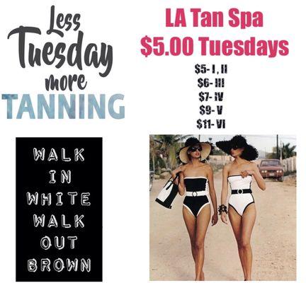 Tuesday Special on UV Tanning!