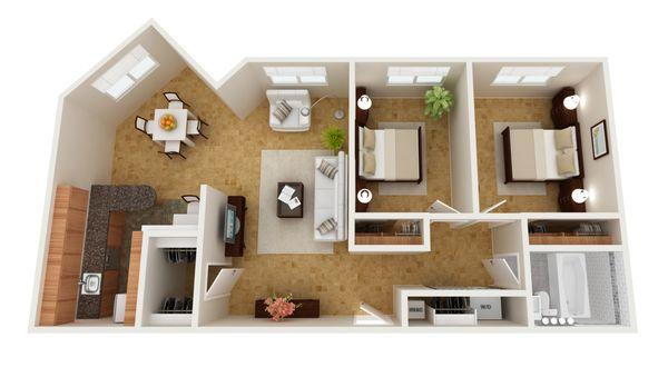 2 Bedroom Deluxe Floorplan