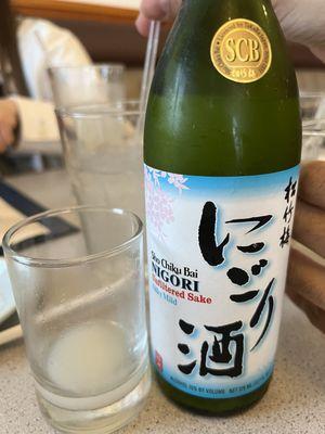 Sayuri Nigori (unfiltered sake), $17